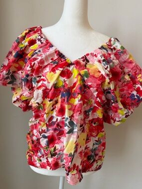 Marc New York Multicolor Floral Puff-Sleeve Blouse